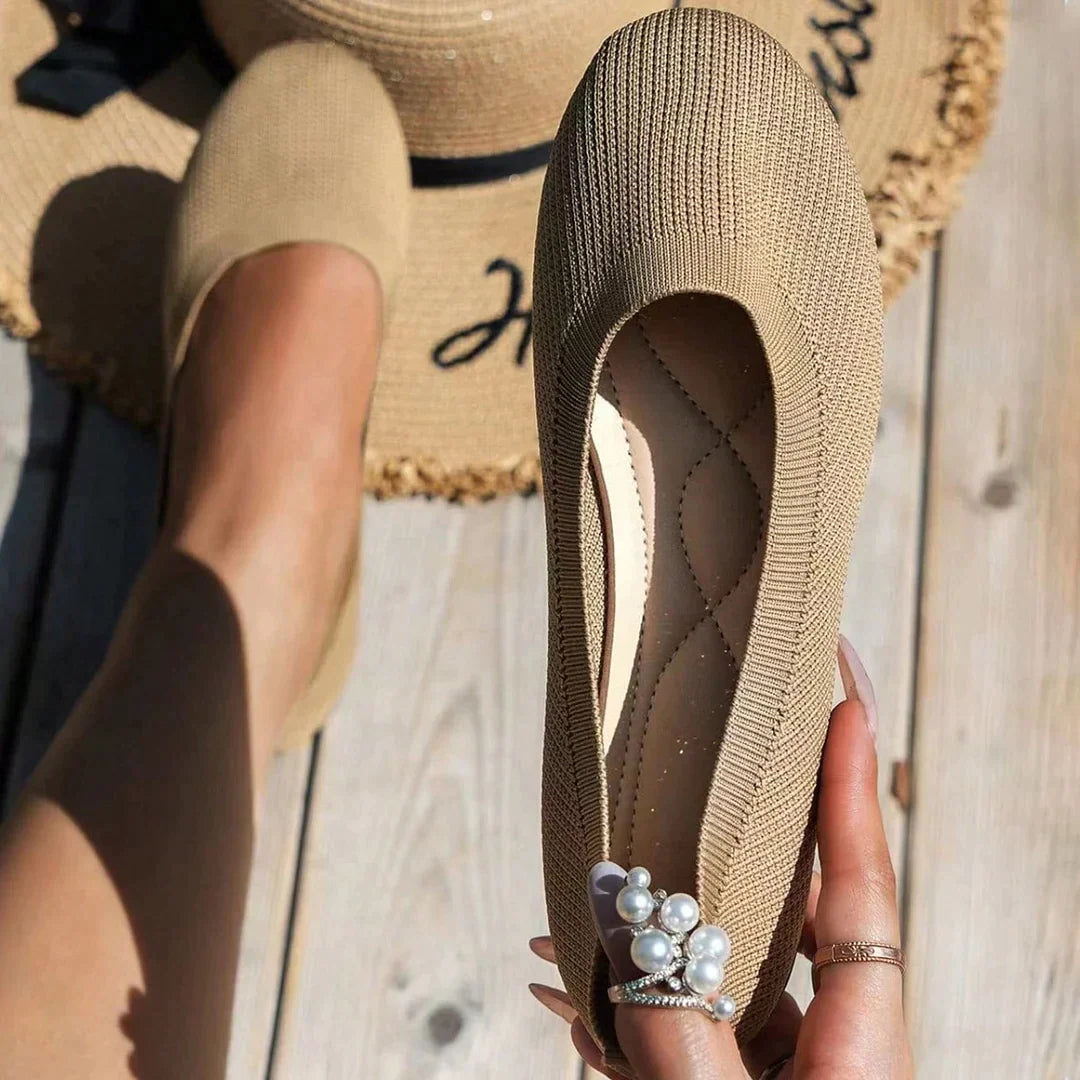 Deslumbra | Sandalias ortopédicas planas tipo mocasín para mujer, cómodas 