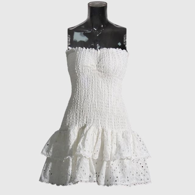 Deslumbra | Minivestido bandeau fruncido con estampado paisley azul