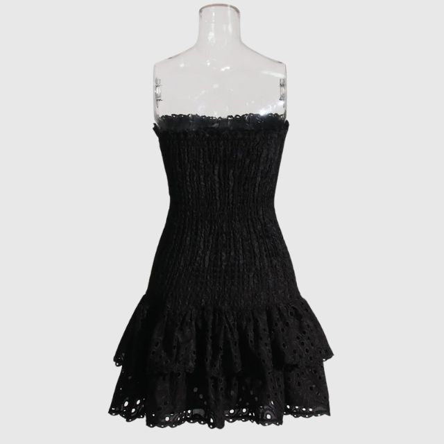 Deslumbra | Minivestido bandeau fruncido con estampado paisley azul