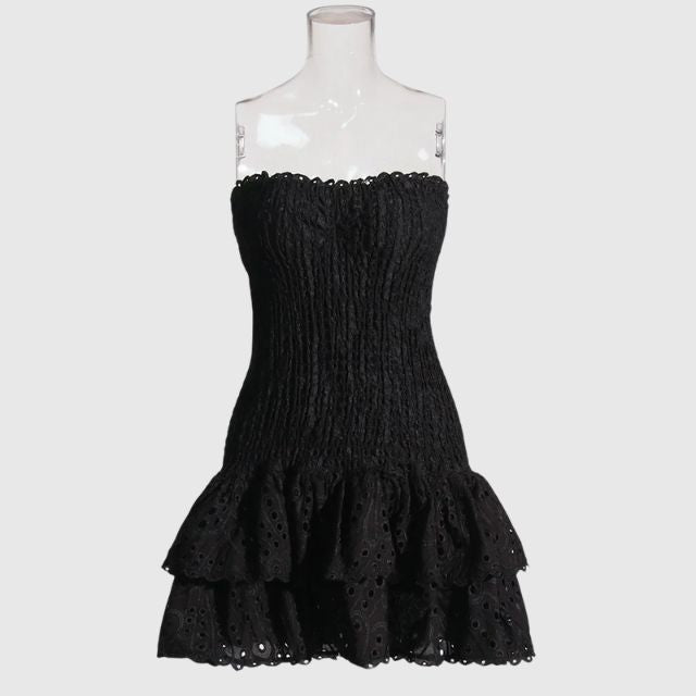 Deslumbra | Minivestido bandeau fruncido con estampado paisley azul