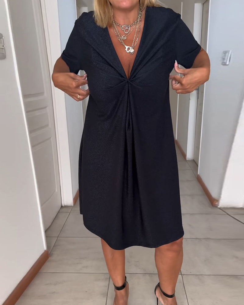 Out-Shine | Women's Elegant V-Neck Dress Black