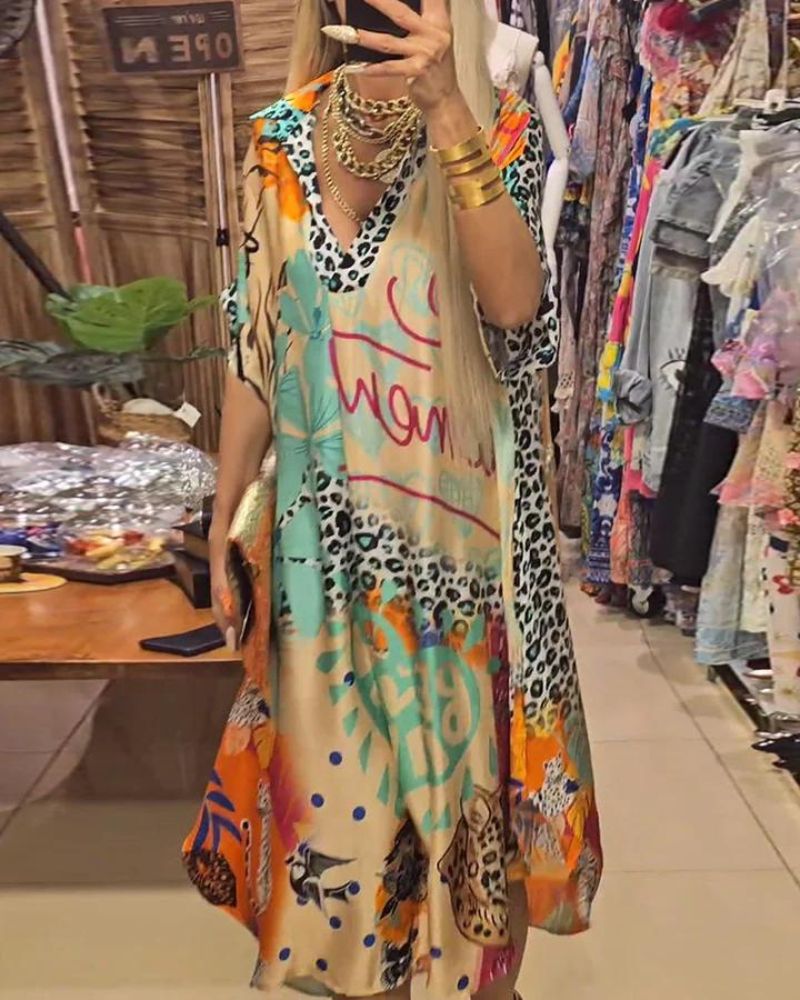 Out-Shine | Casual Dress with Colorful Leopard Print