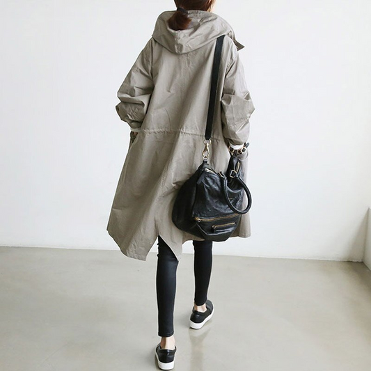Out-Shine | Plus-Sized Classic Hooded Windbreaker, Long Coat