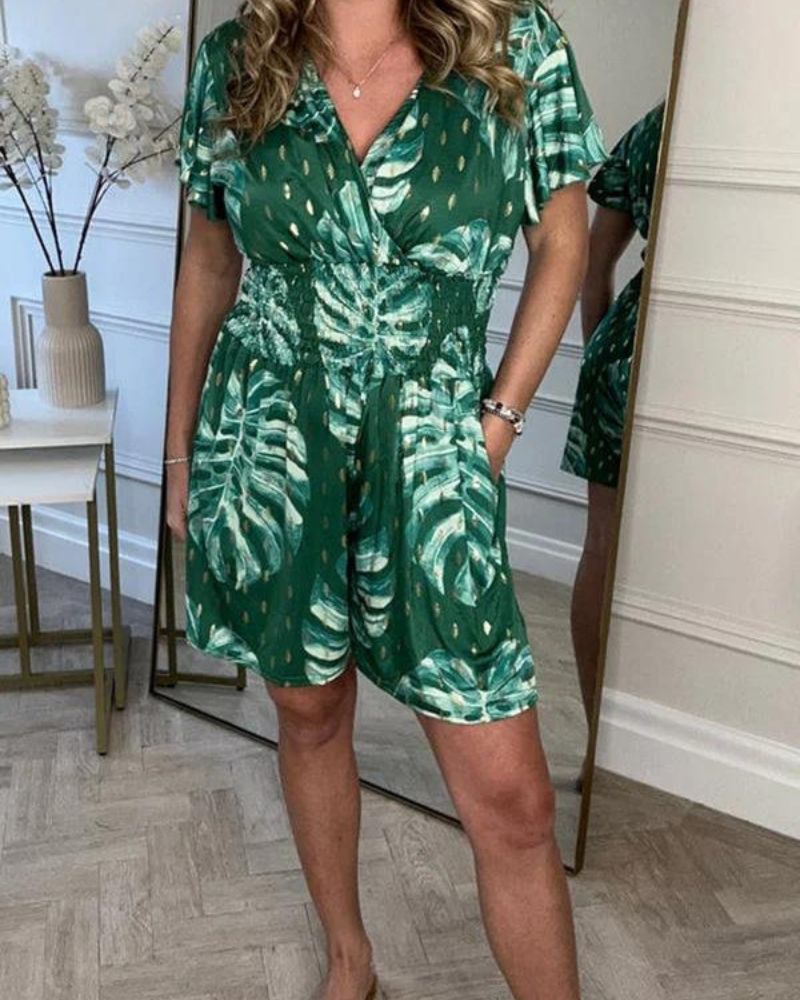 Deslumbra | Monos con bolsillo y estampado floral de lunares 