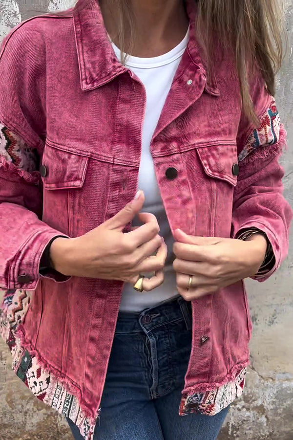 Out-Shine | Patchwork Loose Pocket Denim Jacket