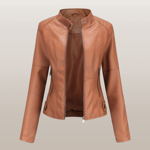 Out-Shine | Women's black leather jacket with zipper