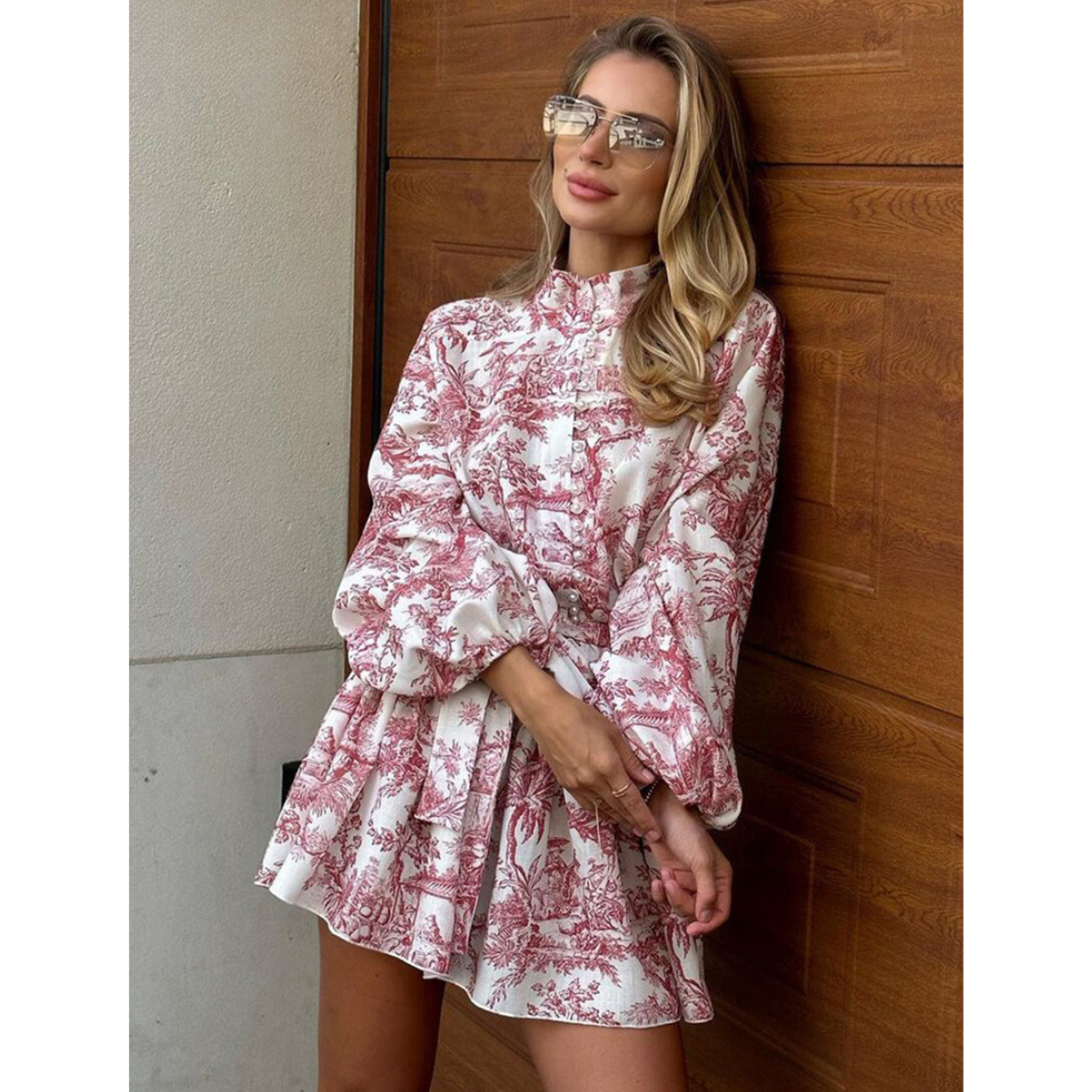 Out-Shine | Collar Puff Sleeve Mini Dresses