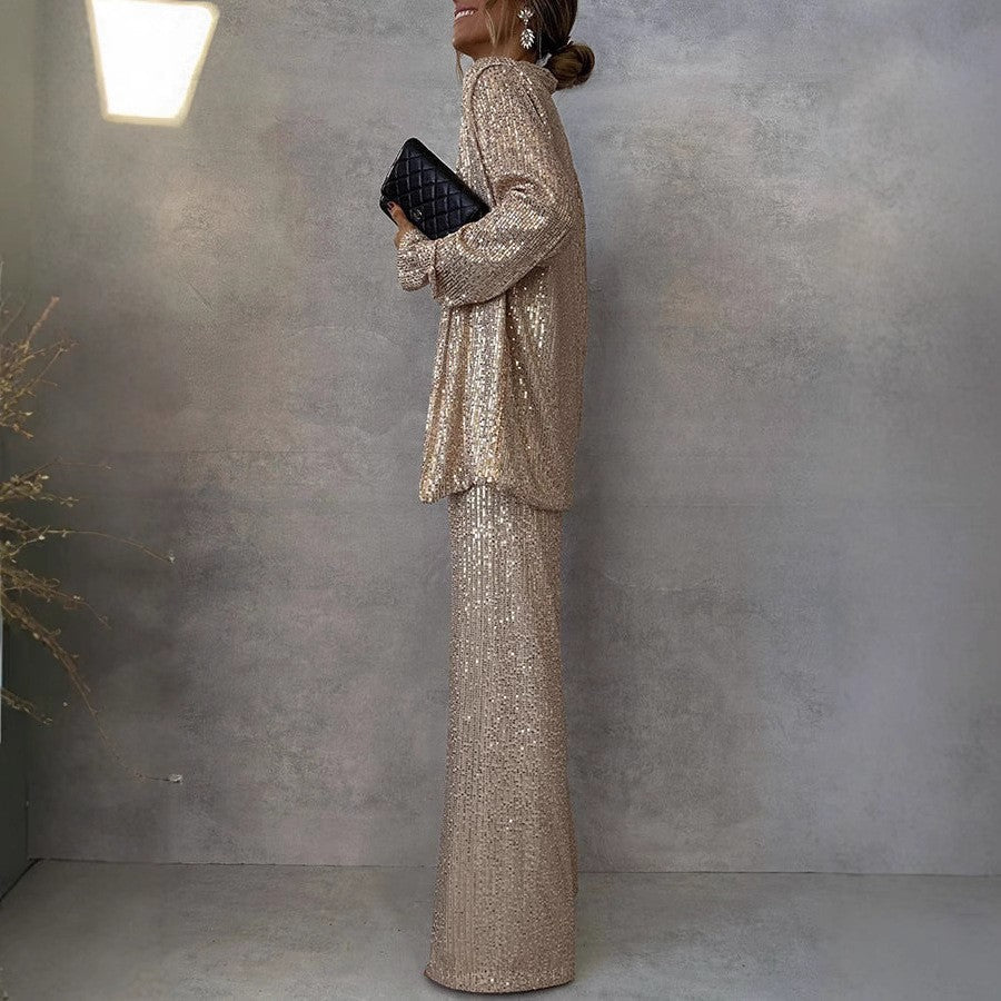 Out-Shine | Trendy Design High-Waist Sequin Suit