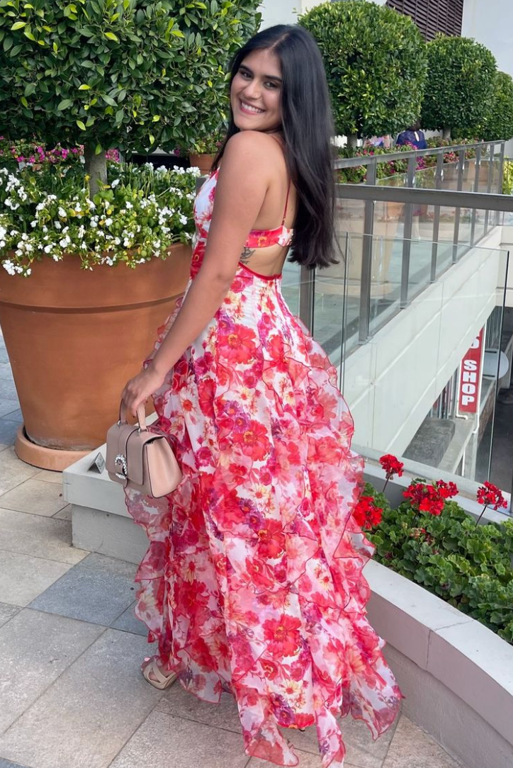 Out-Shine | Floral Print Ruffle Maxi Dress