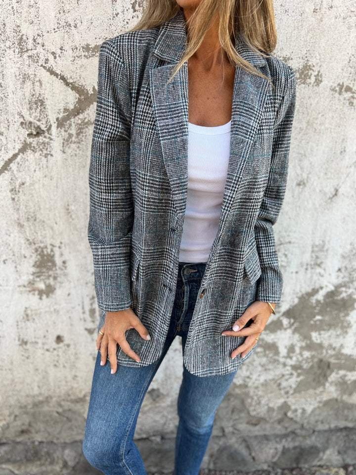 Out-Shine | Stylish Checkered Blazer