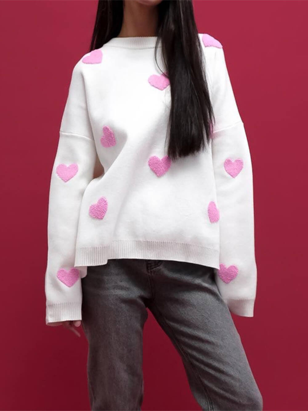 Out-Shine | Knitted Heart Sweatshirt