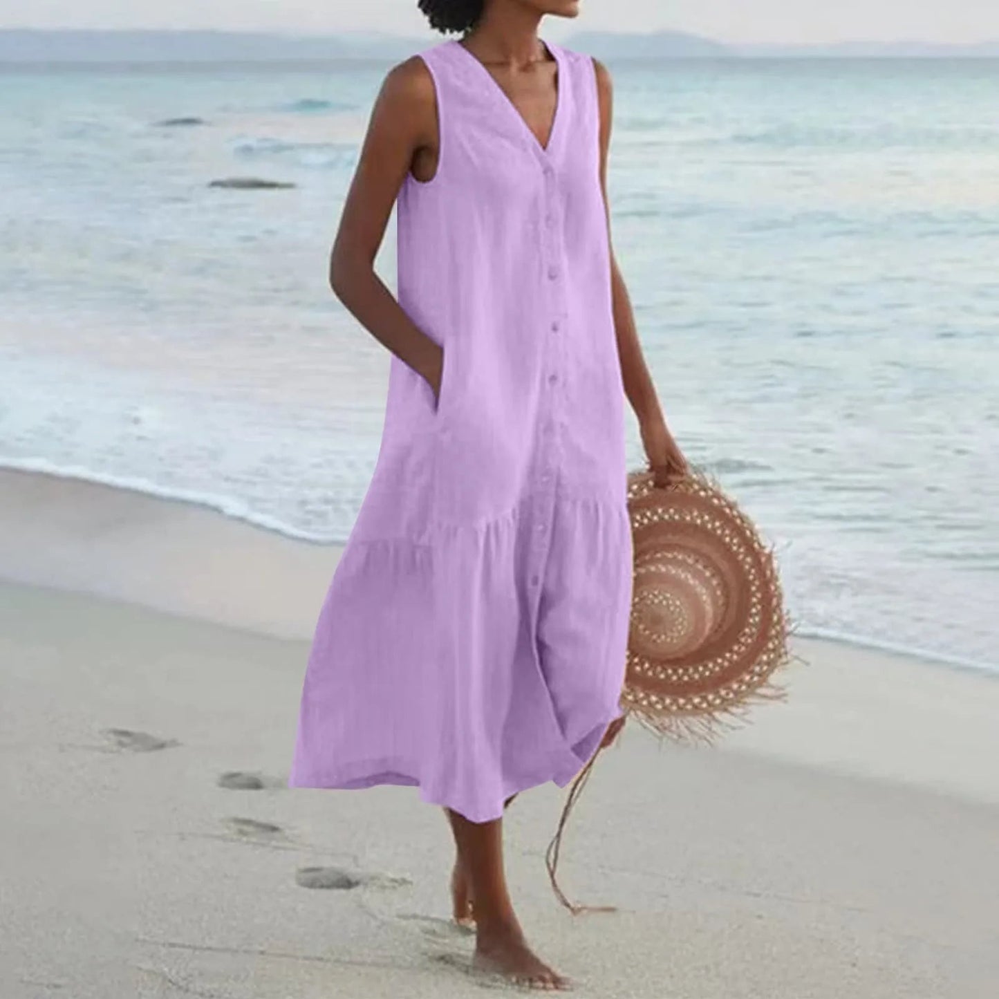 Out-Shine | Women's Comfortable Beach Dress Pastel