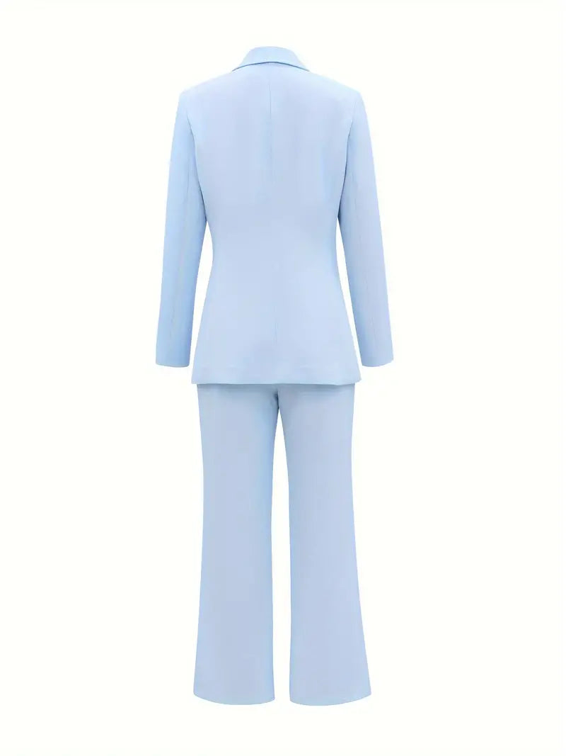 Out-Shine | Elegance Lapel Collar Blazer & High-Waisted Trousers