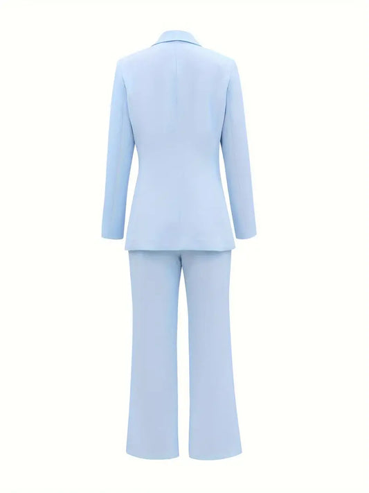 Out-Shine | Elegance Lapel Collar Blazer & High-Waisted Trousers