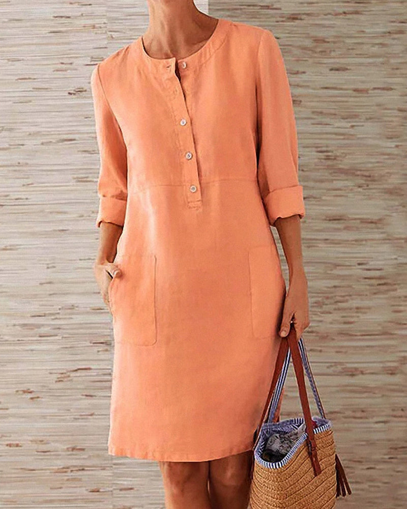 Out-Shine | Elegant Simple Button - Detailed Dress