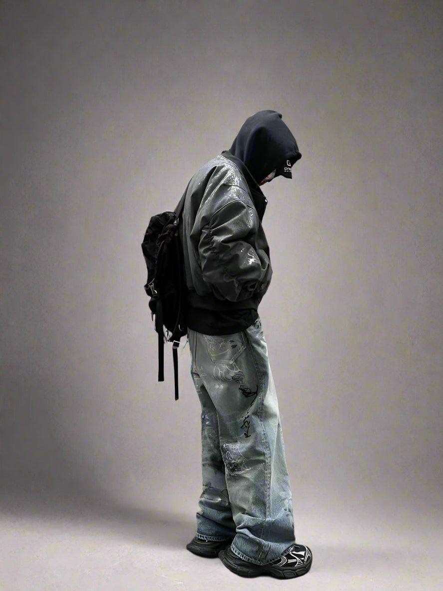 Out-Shine | Asymmetrical Faux Leather Oversized Jacket for Men