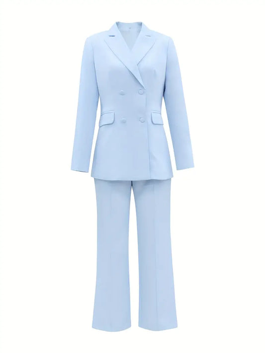 Out-Shine | Elegance Lapel Collar Blazer & High-Waisted Trousers