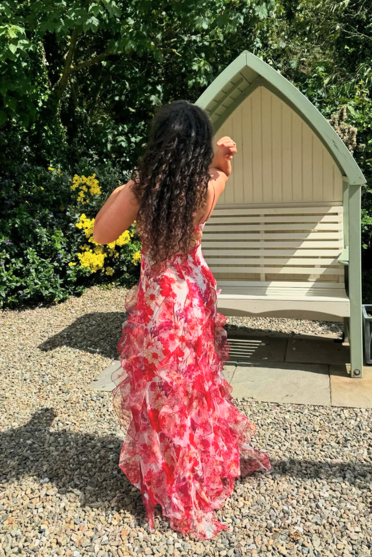 Out-Shine | Floral Print Ruffle Maxi Dress