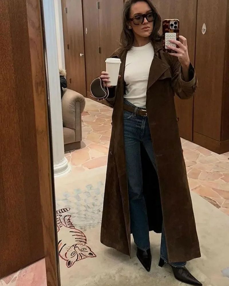 Out-Shine | Suede Long Coat