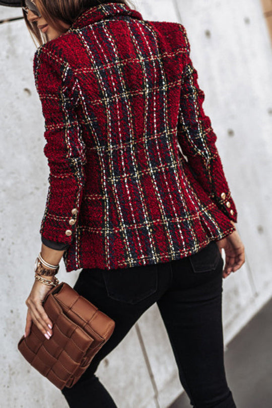 Out-Shine | Catch Double Breasted Plaid Blazer
