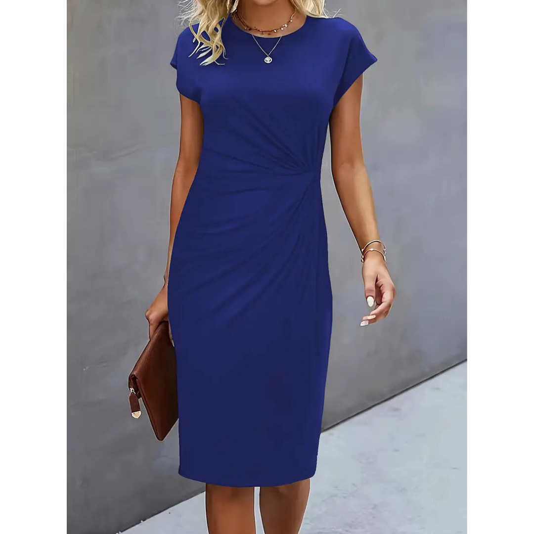 Out-Shine | Women's Waist Accent Style Dress Short Sleeves