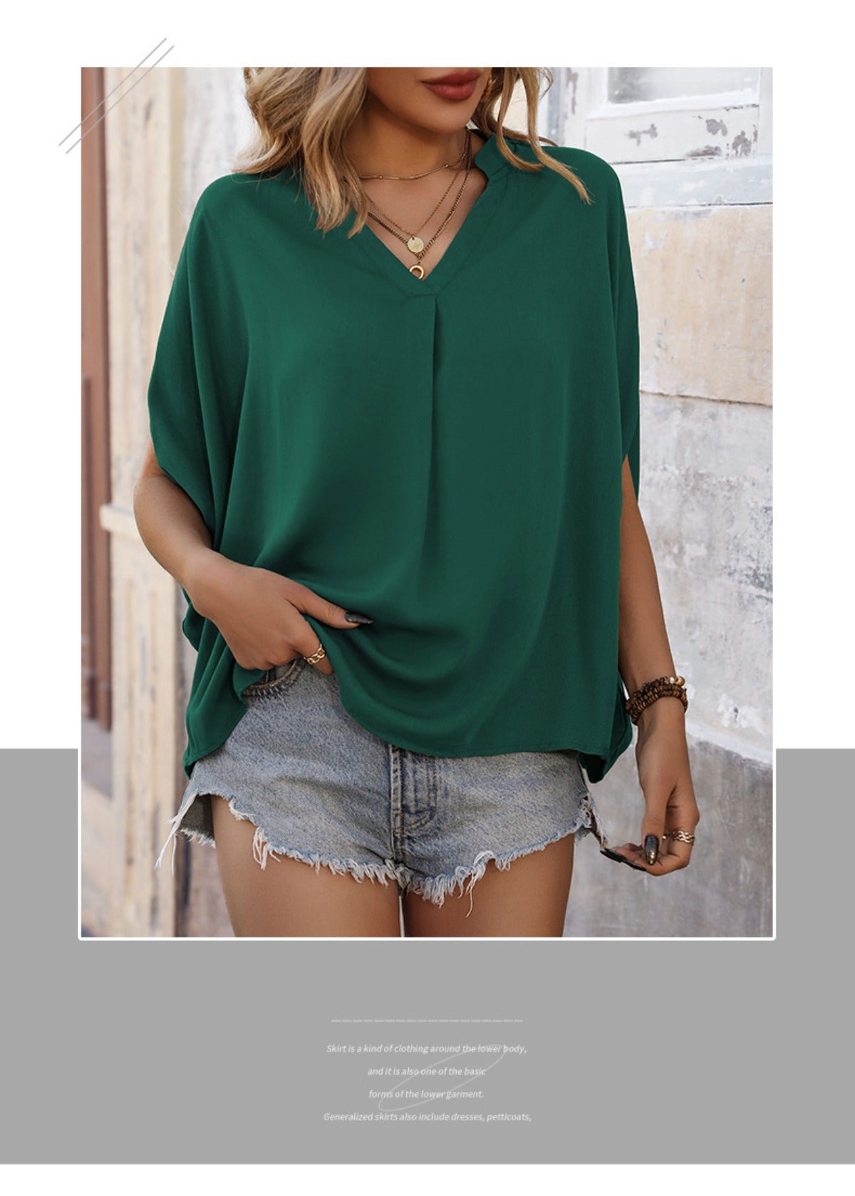 Out-Shine | Drop Bat Sleeves Solid Color Shirt Women