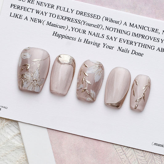 Out-Shine | Ice Flower, Hand-Painted Cat's Eye Spring Wearable Nails