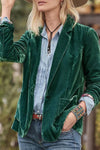 Out-Shine | Velvet One Button Long Sleeve Blazer