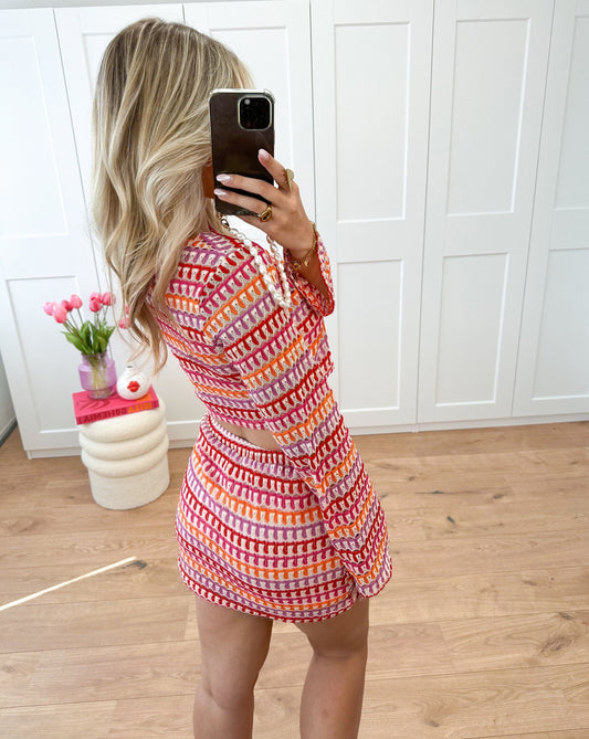 Out-Shine | Colorful Crocheted Crop Top and Skirt Set for Women