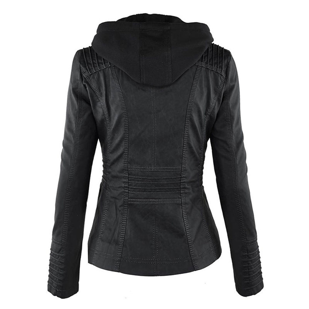 Out-Shine | Casual Hooded Leather Jacket for Women