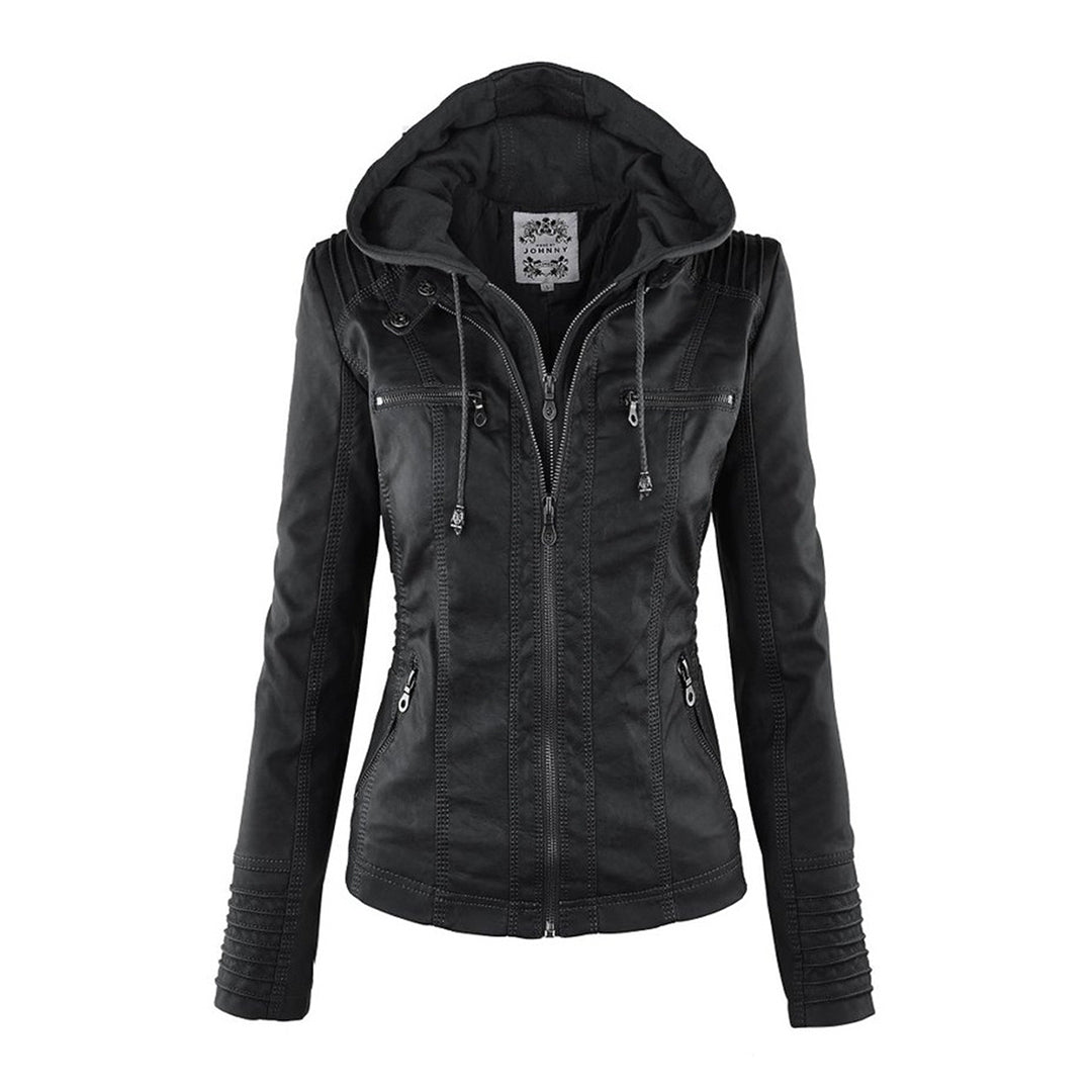 Out-Shine | Casual Hooded Leather Jacket for Women