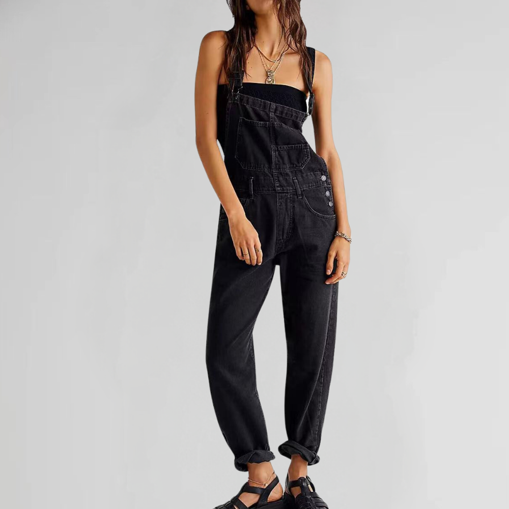 Out-Shine | Denim women's dungarees with cross-back design