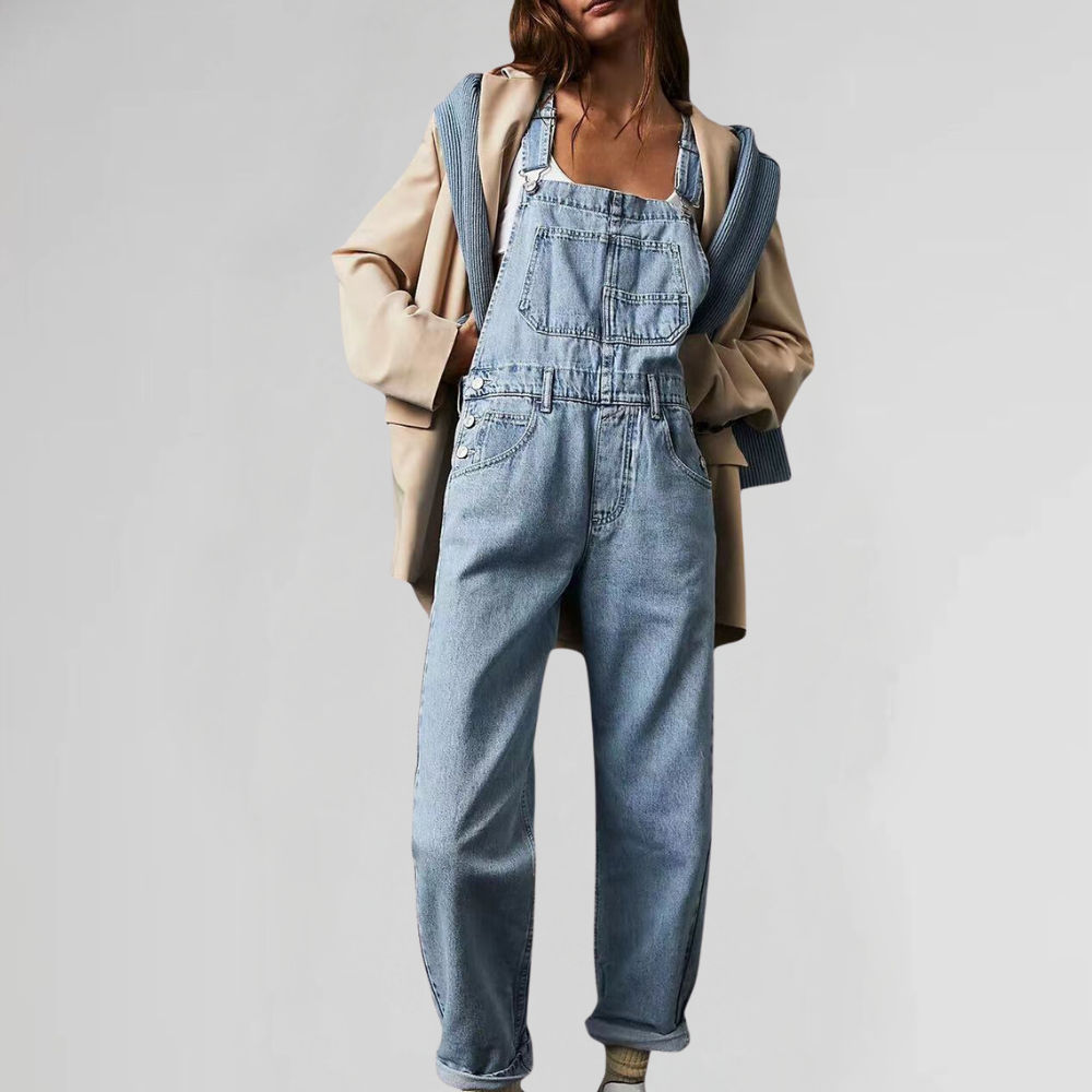 Out-Shine | Denim women's dungarees with cross-back design