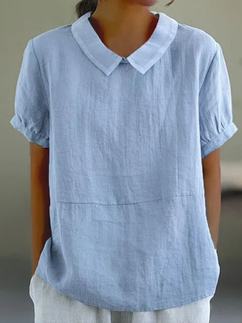 Out-Shine | Cotton and linen solid color shirt