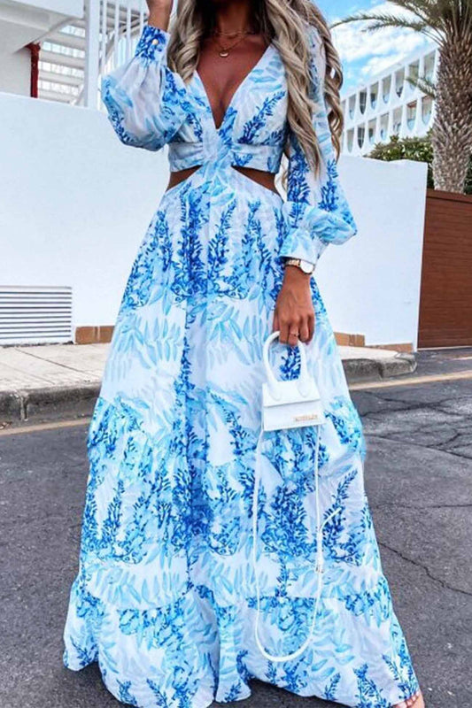 Deslumbra | Vestido maxi moderno de manga larga para mujer