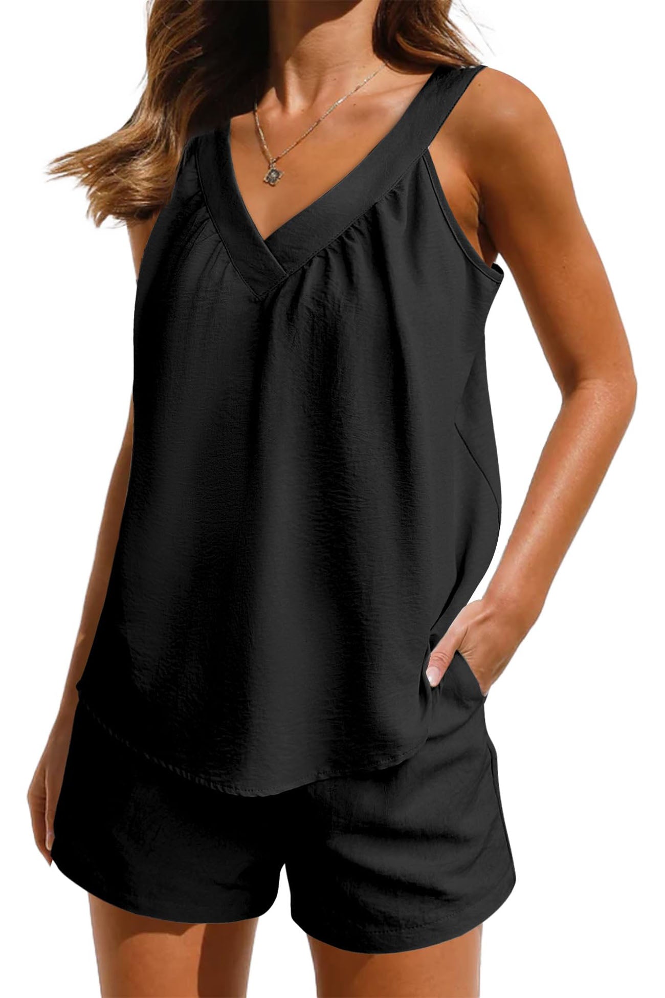 Conjunto de dos piezas informal para mujer | Liso