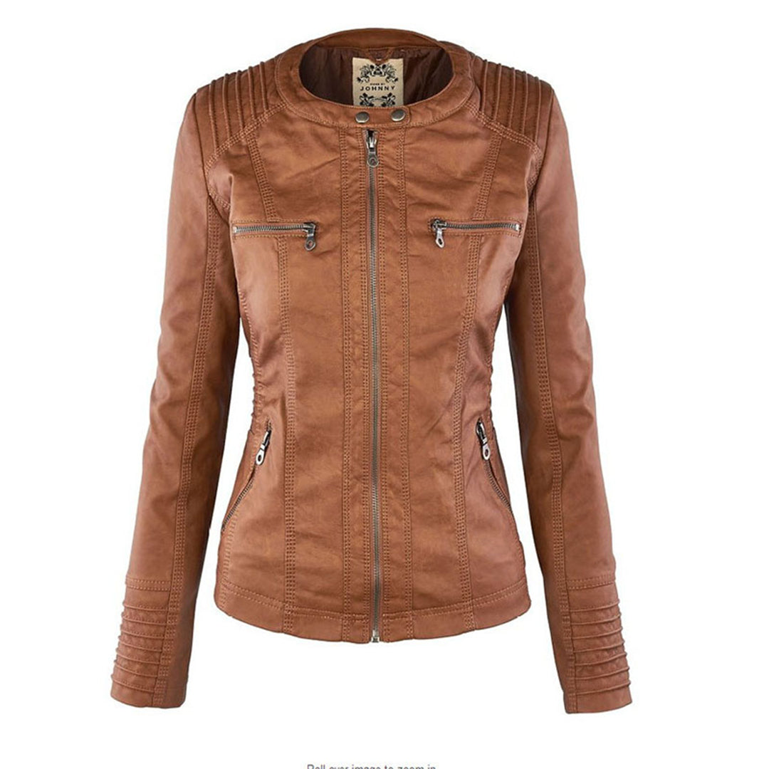 Out-Shine | Casual Hooded Leather Jacket for Women
