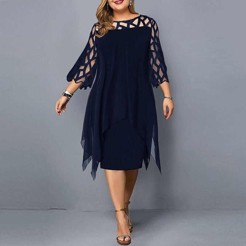 Out-Shine | Stylish Plus Size Flowy Midi Dress For Effortless Elegance