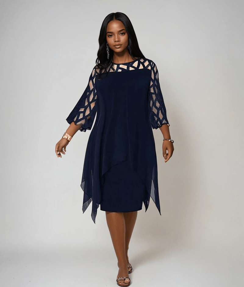 Out-Shine | Stylish Plus Size Flowy Midi Dress For Effortless Elegance