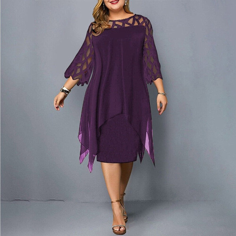 Out-Shine | Stylish Plus Size Flowy Midi Dress For Effortless Elegance