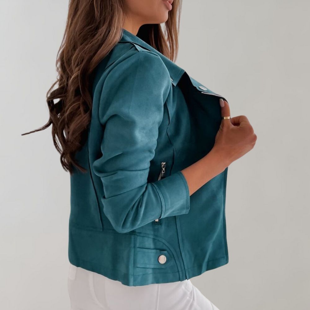 Out-Shine | Women's suede biker jacket with zipper