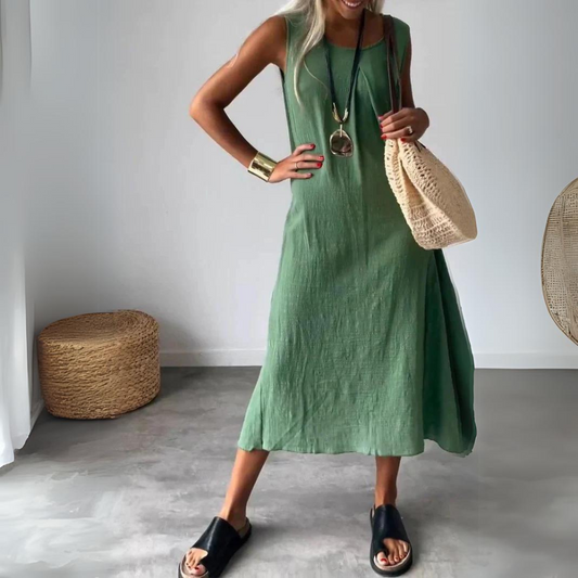 Deslumbra | Vestido informal de algodón sin mangas 