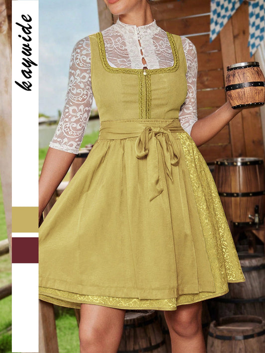 Out-Shine | Ladies Dress With Floral Details And Lace Sleeves