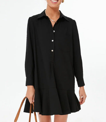 Out-Shine | Collar Buttons Down Ruffled Mini Dress