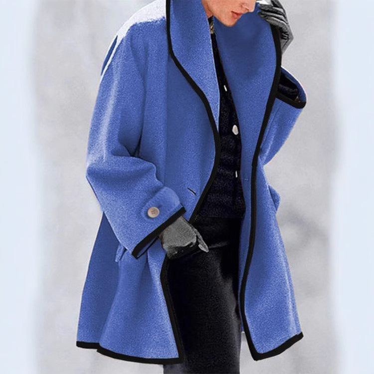 Out-Shine | Multi-colored Loose Hooded Wool Coat