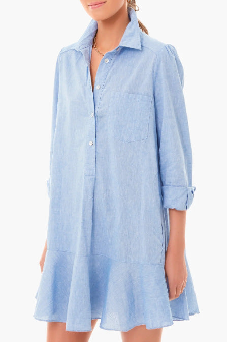 Out-Shine | Collar Buttons Down Ruffled Mini Dress