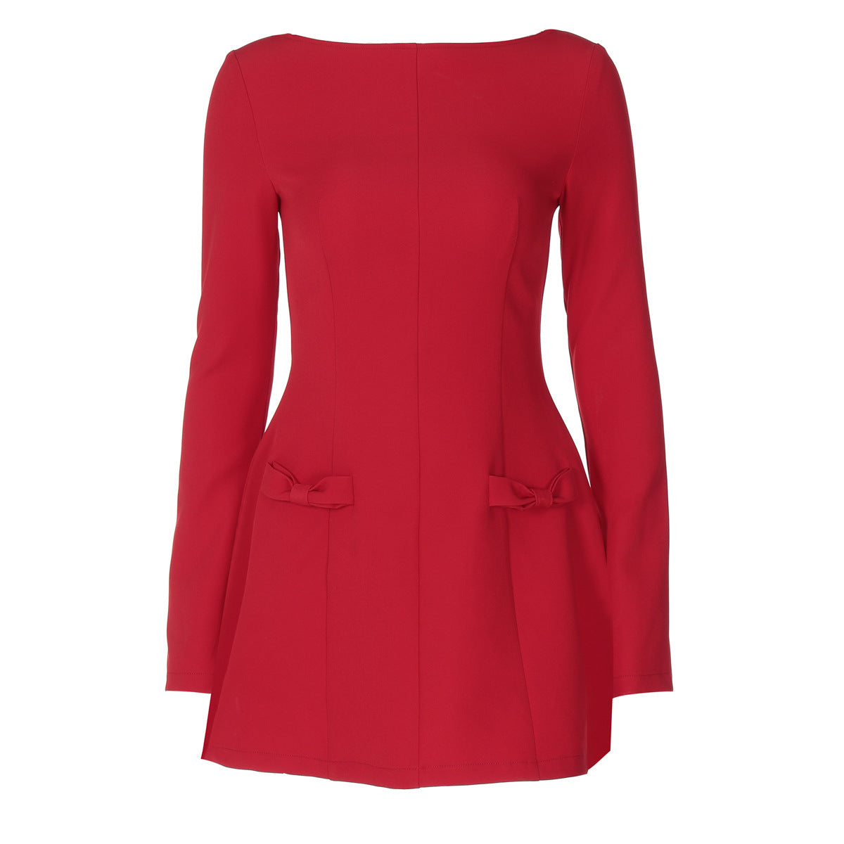 Out-Shine | Solid Full Sleeves Pleated Mini Dress