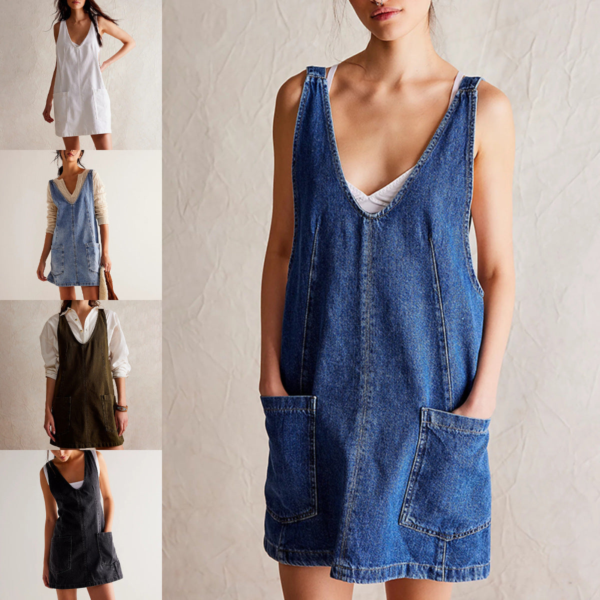 Out-Shine | Denim Wear Pocket Adjustable Mini Dress