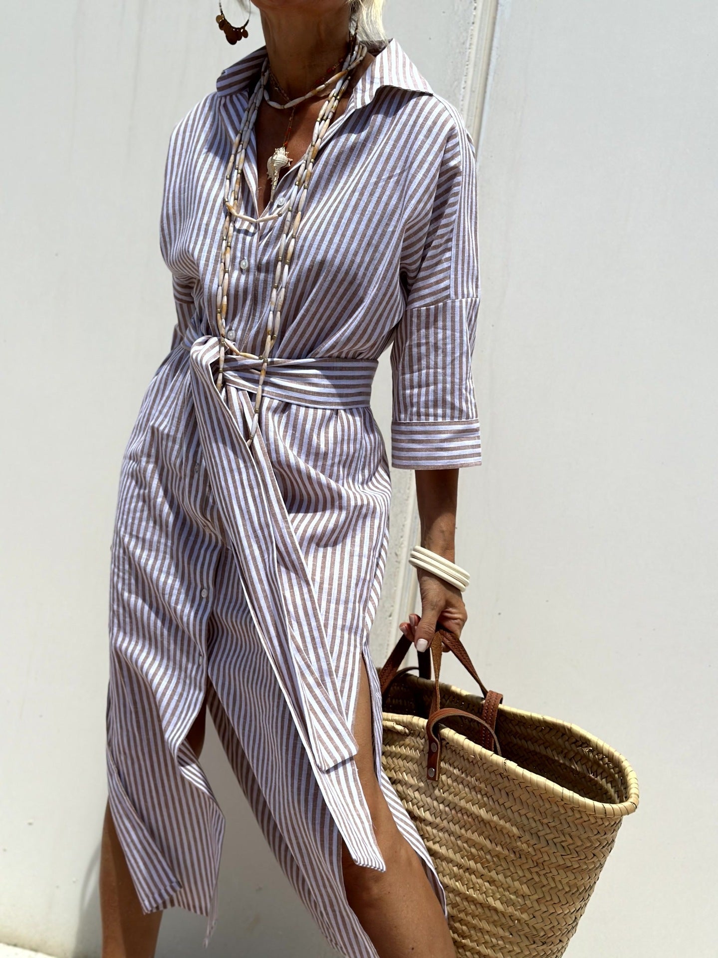 Out-Shine | Women's Striped Shirt Dress