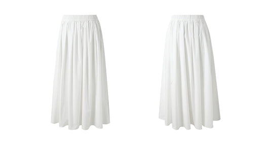 Out-Shine | Spring Women Long Skirt, High Waist White Umbrella Skirt, A-shaped Pendulum